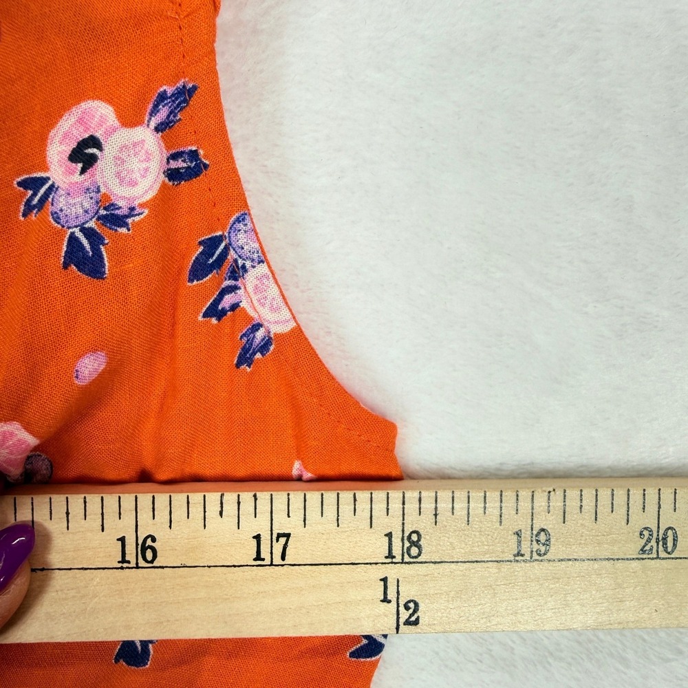Free People Like a Lady Orange Floral Polka Dot Tie Back‎ Mini Dress Med NWT - Picture 7 of 10